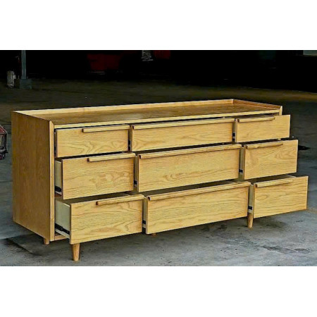 SB589 : Tủ Ngang 09 Ngăn Kéo Màu Vàng Gỗ - Ngang 172cm